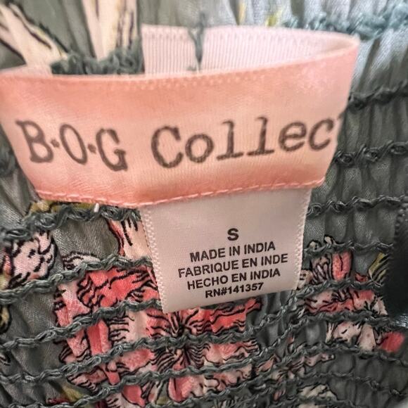 BOG Collective Bustier Babydoll Dress Small Mini Green Floral Band of Gypsies - Picture 8 of 9